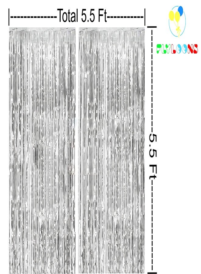 Flyloons Silver Foil Curtains for Birthday Decoration Items Pack of 2 Backdrop Baby Shower Anniversary, Marriage, Bachelorette Party Celebration Theme - Image 3